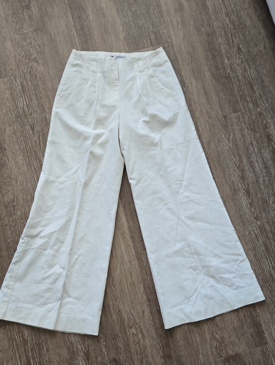 Jennifer Lopez Pants - Wide-Leg High-Rise Women's Pants in Off-White